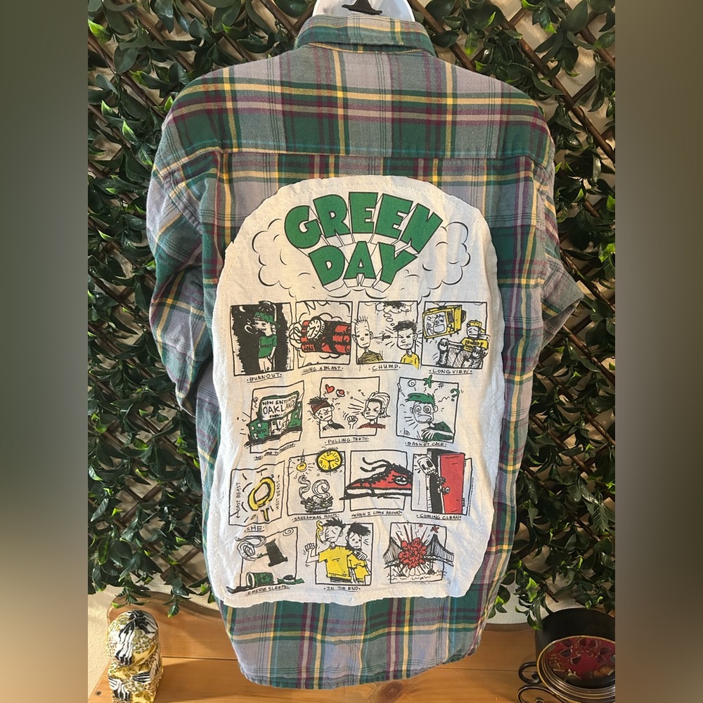 UPCYCLED one of a kind GREEN DAY Rocker Music Band Shirt